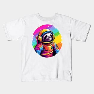 Rainbow Sloth Astronaut Kids T-Shirt